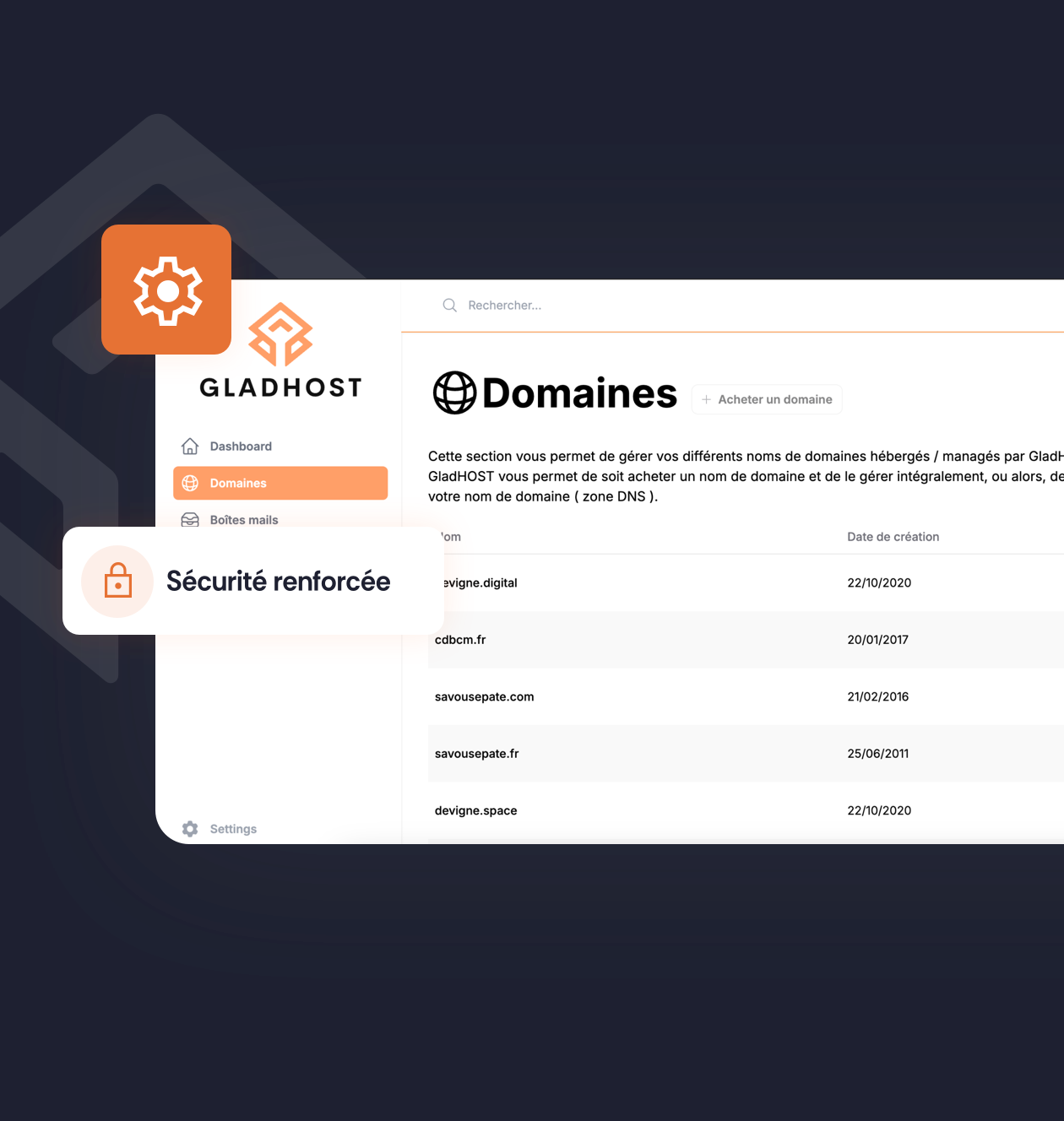 Offre d'hébergement sur mesure de Gladhost