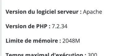 limite de mémoire version prestashop